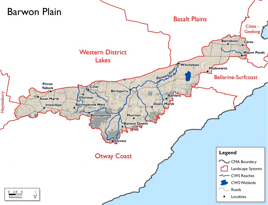 Map of the Barwon Plain Landscape System including link to NRM Portal