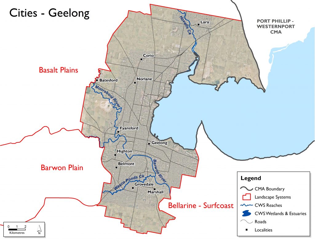 Map of the Geelong City Landscape System including link to NRM Portal