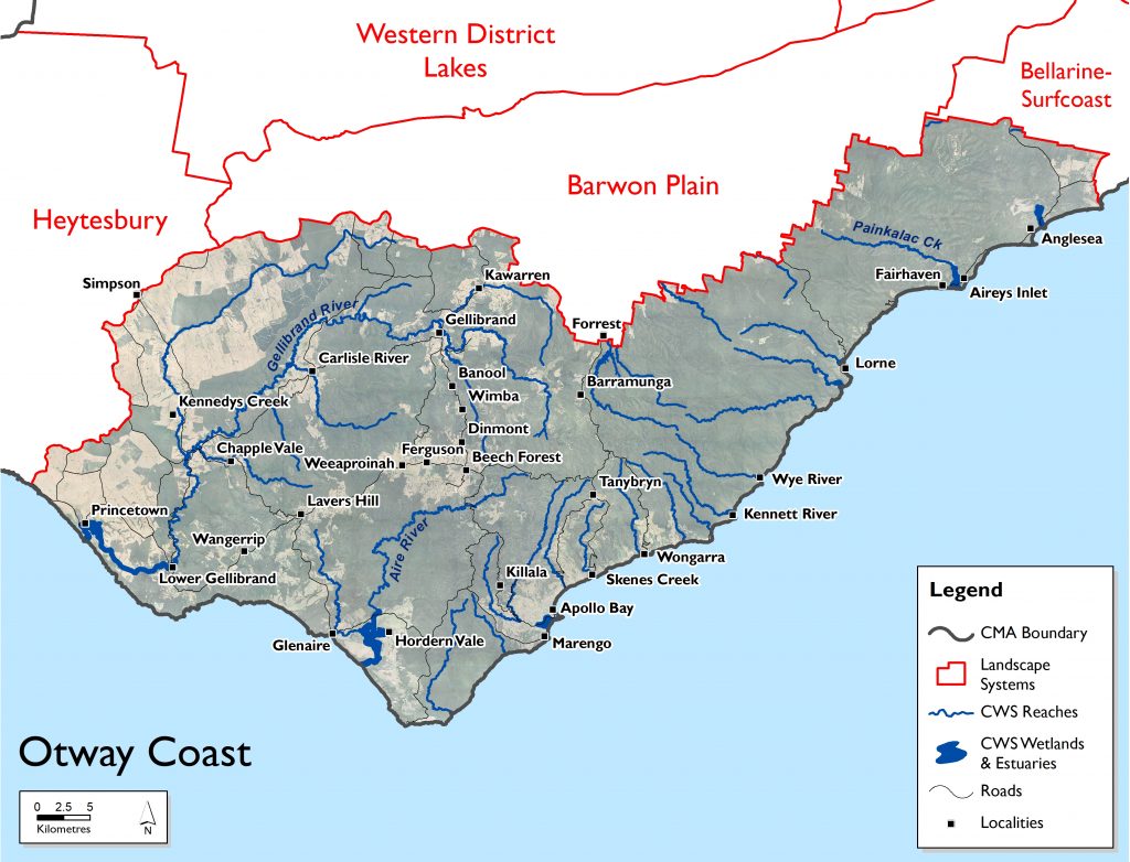 Map of the Otway Coast Landscape System including link to NRM Portal