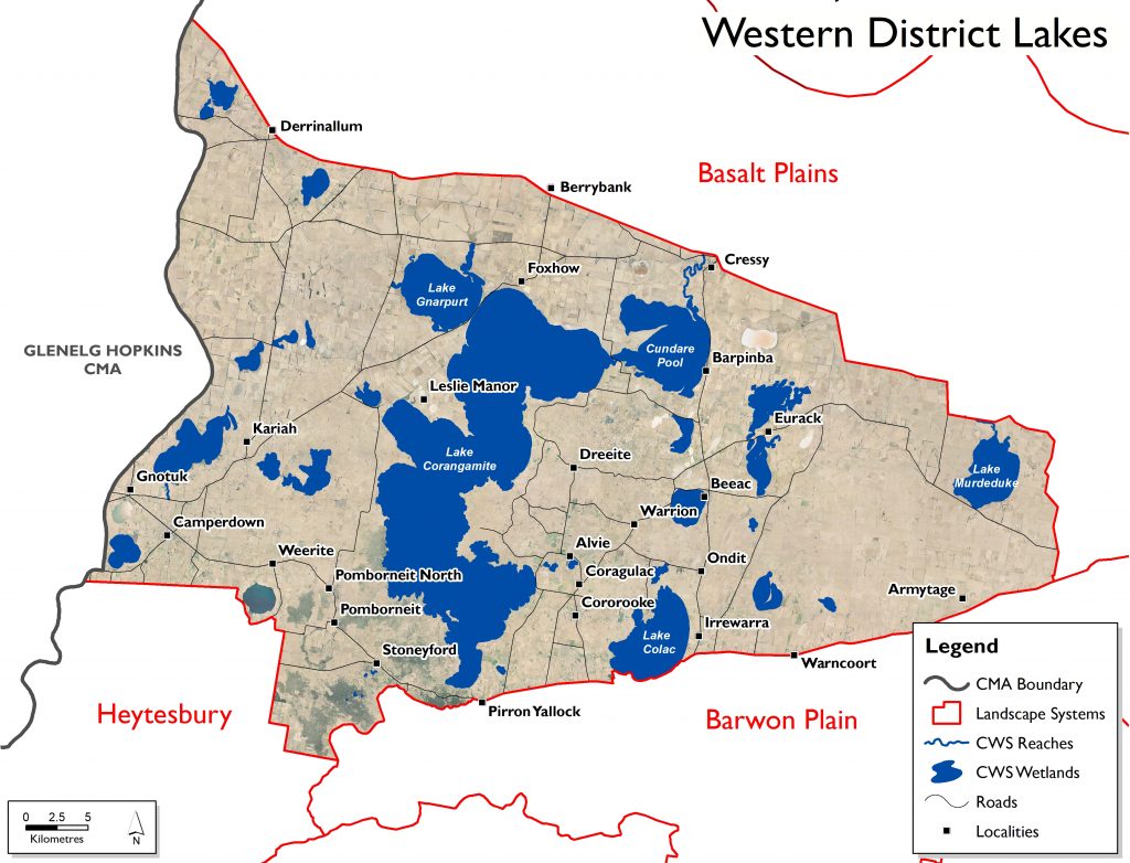 Map of the Western District Lakes Landscape System including link to NRM Portal