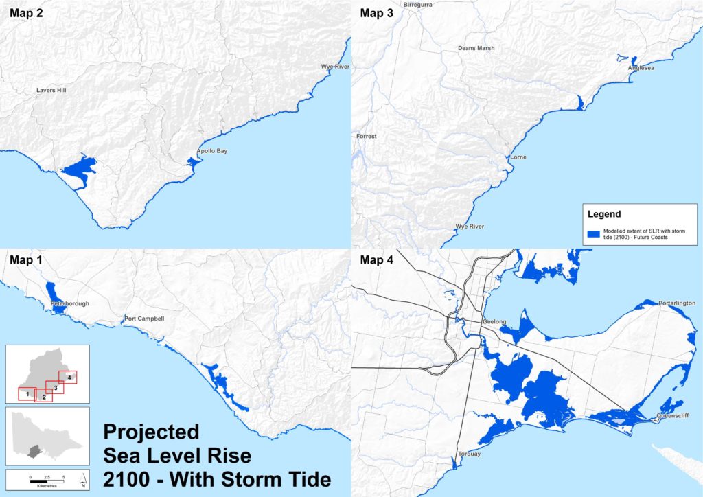 projected sea level rise for the year 2100 with storm tide