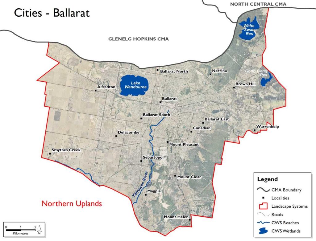 Map of the Ballarat City Landscape System including link to NRM Portal