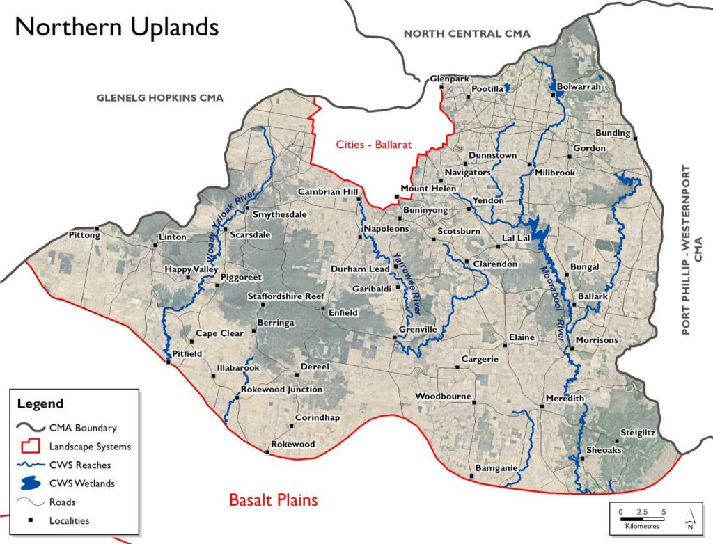 Map of the Northern Uplands Landscape System including link to NRM Portal