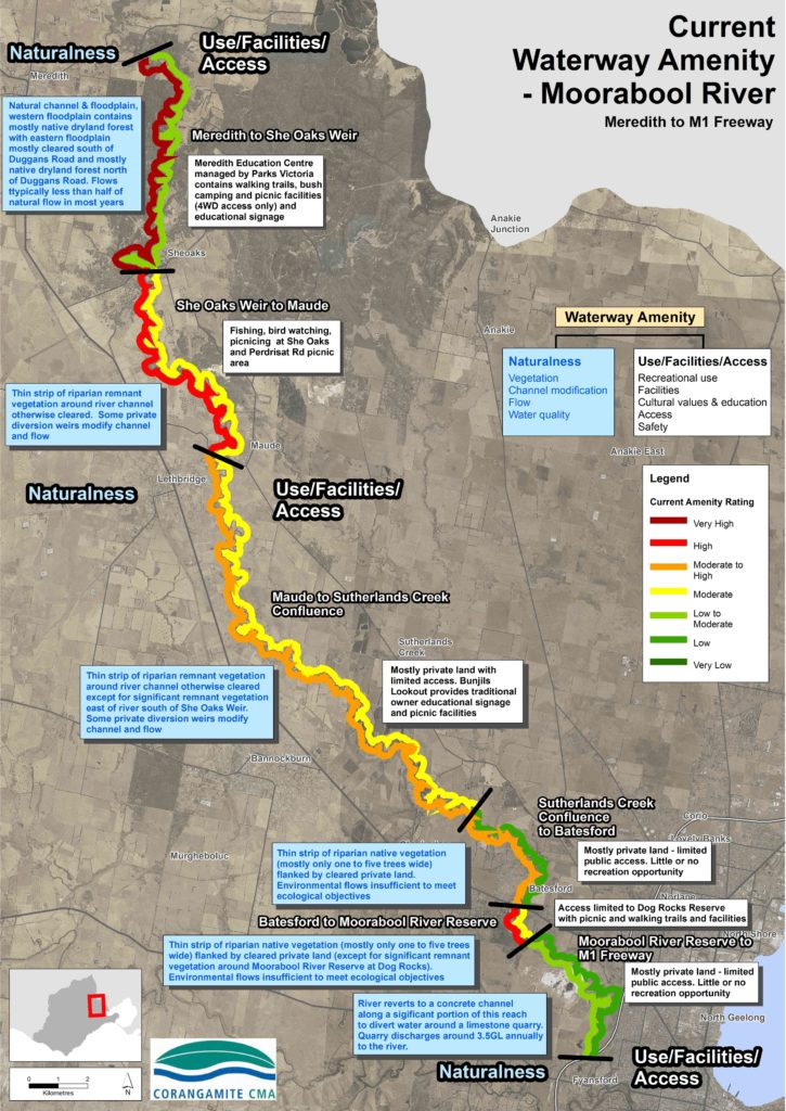 current waterway amenity -  Moorabool River - Meredith to M1 Freeway